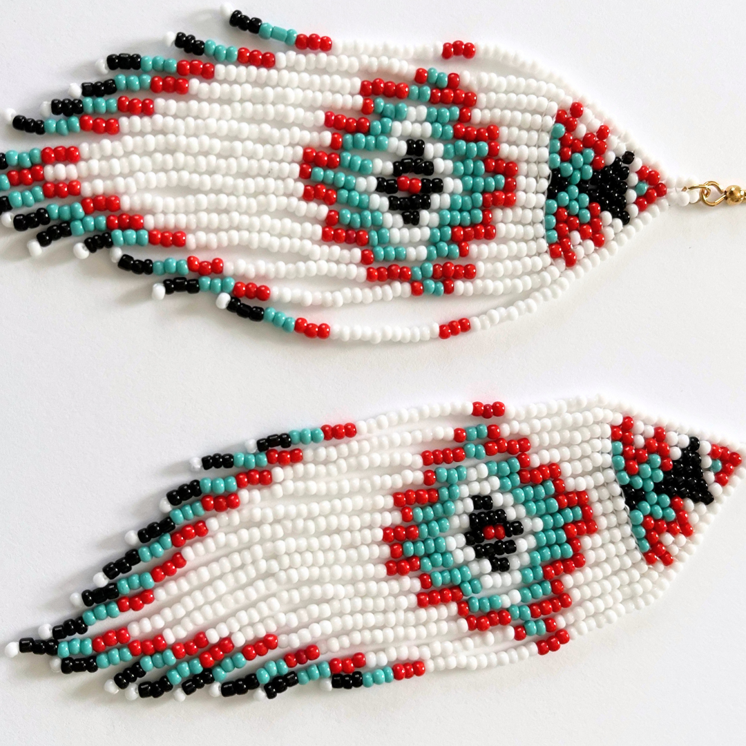 Beaded Tassel Earrings Aztec