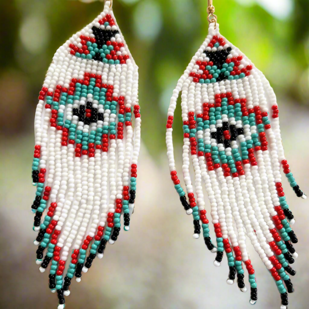 Beaded Tassel Earrings Aztec