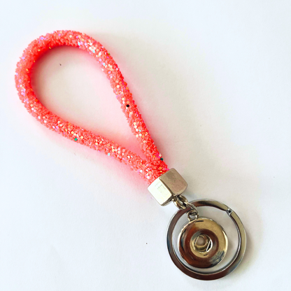Snap Button Jewelry Glitter Strap Keychain Fits 18mm Snaps