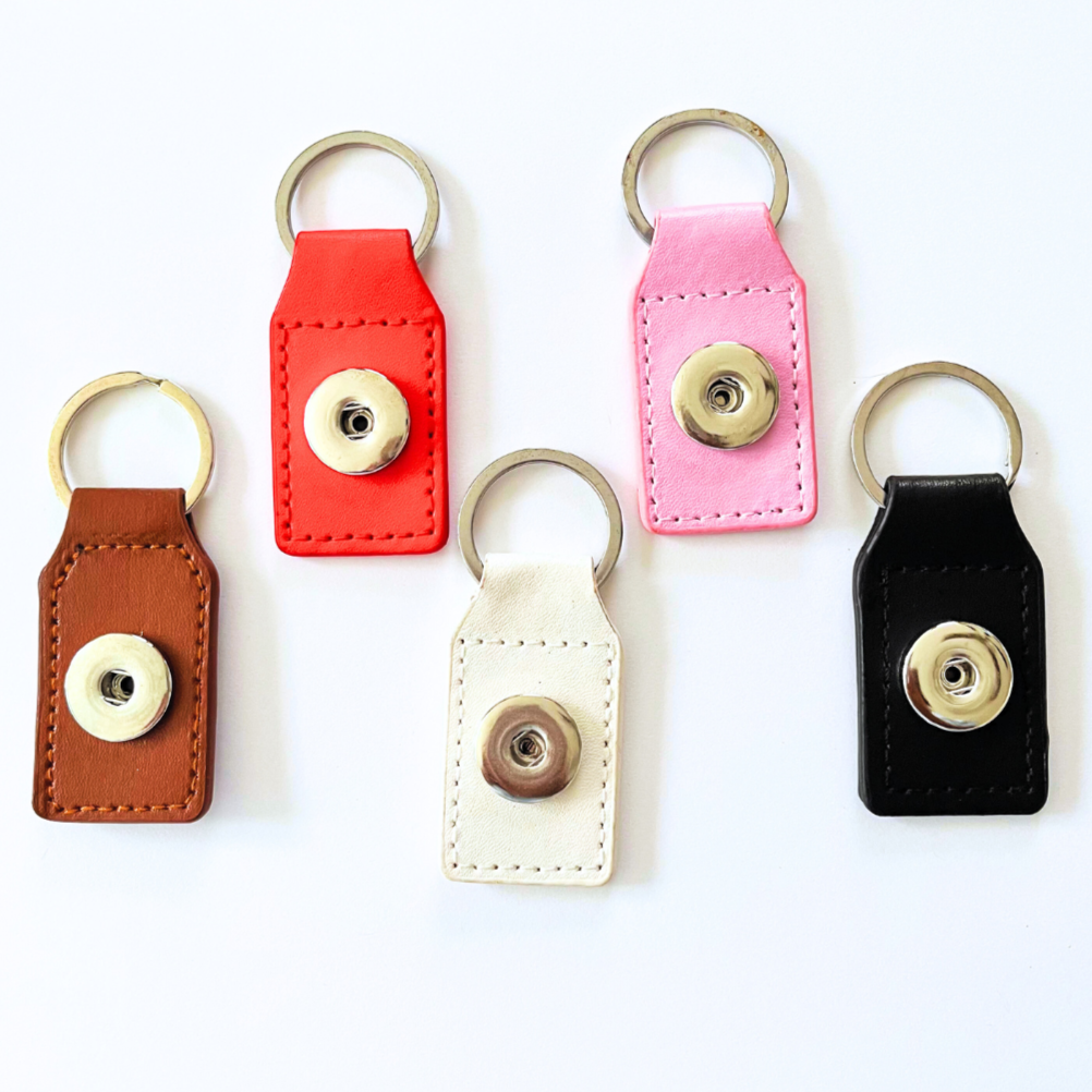 Leather Snap Buttons Keychain Fits 18mm Snaps