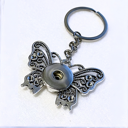 Snap Button Jewelry Butterfly Keychain Fits 18mm Snaps