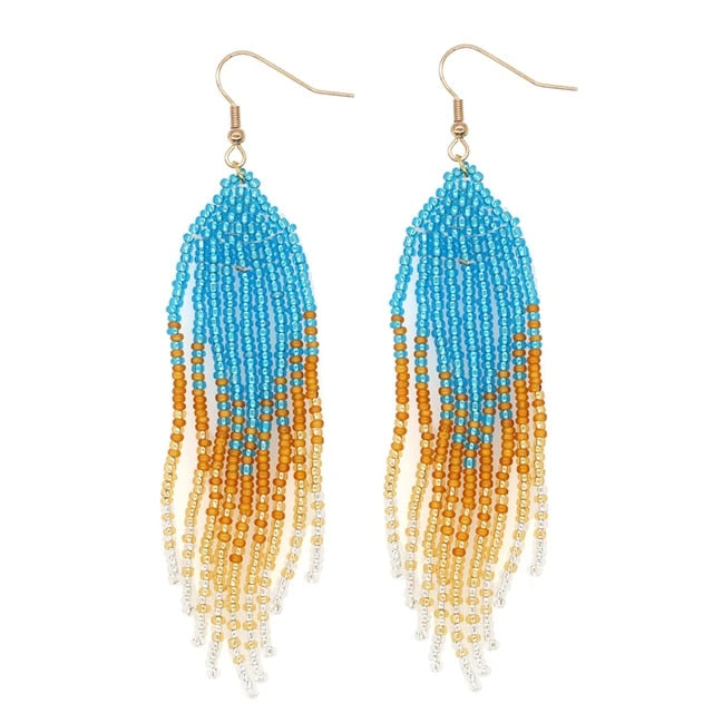 Nejomis handmade Tassle earrings Blue and gold